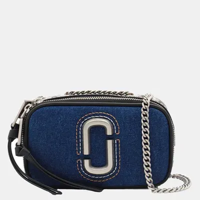 Marc Jacobs Blue Denim Cotton The Snapshot Shoulder Bag In Dark Wash