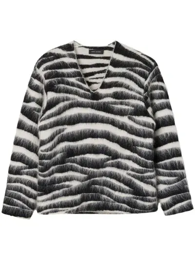 Marc Jacobs Brushed Zebra-intarsia Jumper In White