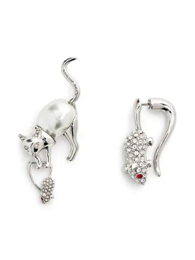 Marc Jacobs Cat And Mouse Earrings In Silver