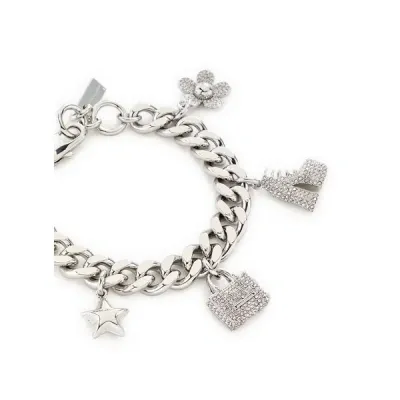 Marc Jacobs Charm-detail Crystal-embellished Bracelet In Silver