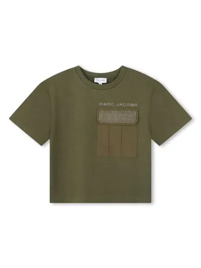 Marc Jacobs Kids' Embellished Logo T-shirt In Green