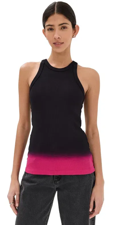 Marc Jacobs Grunge Spray Rib Tank Black/hot Pink In Black Hot Pink