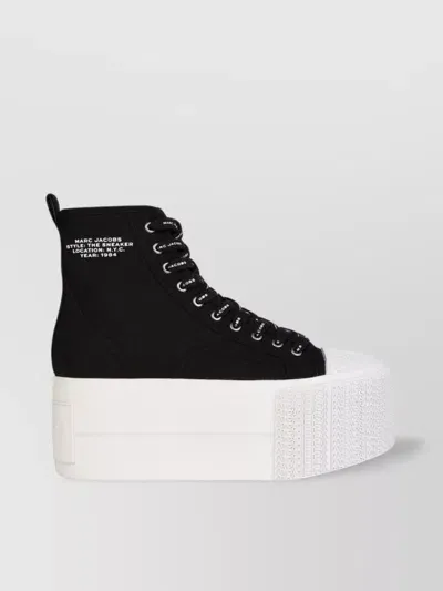 Marc Jacobs 75mm Platform Canvas Sneakers In Black