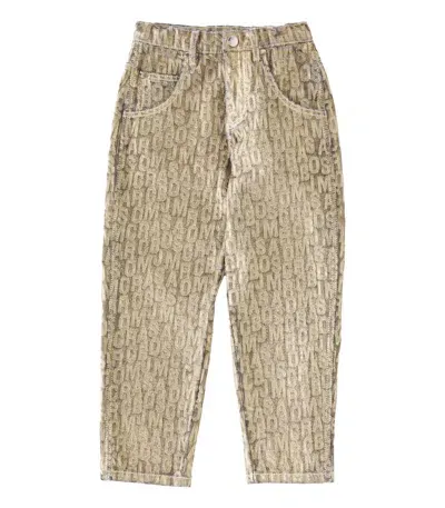 Marc Jacobs Kids' Jumbled Monogram Jacquard Jeans In Gold