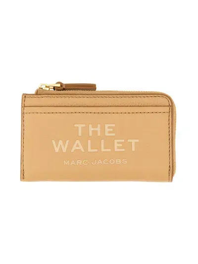 Marc Jacobs Leather Card Holder In Beige