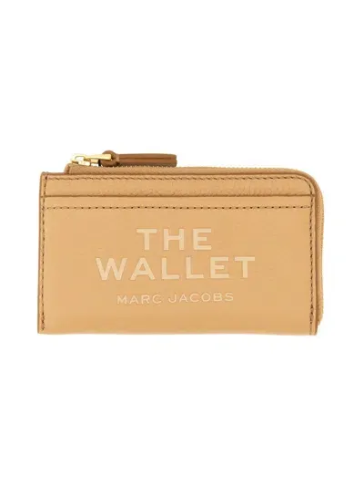 Marc Jacobs Leather Card Holder In Beige