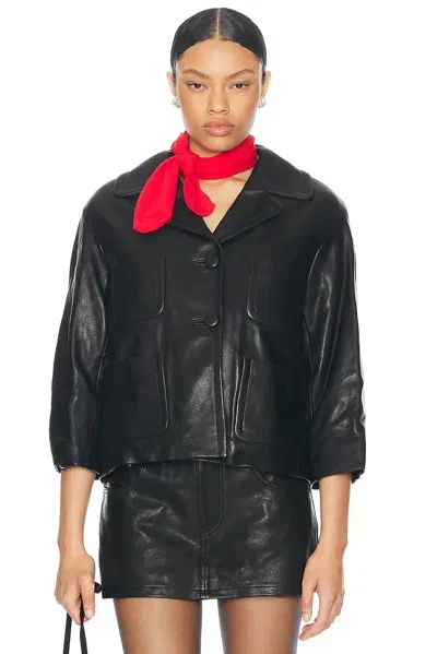 Marc Jacobs Leather Lady Jacket In Black