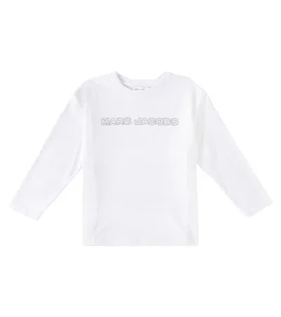 Marc Jacobs Kids' Logo Crystal-embellished Cotton Top In White