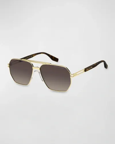 Marc Jacobs Marc 748s Mixed-media Aviator Sunglasses In Gold Havana Brown Gradient