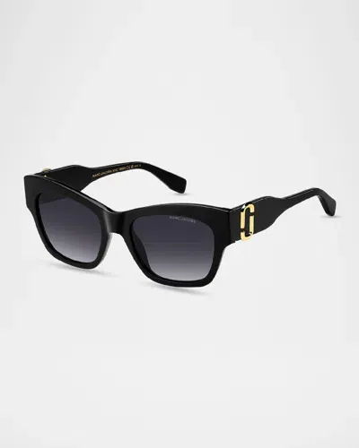 Marc Jacobs Marc 762s Acetate Rectangle Sunglasses In Black