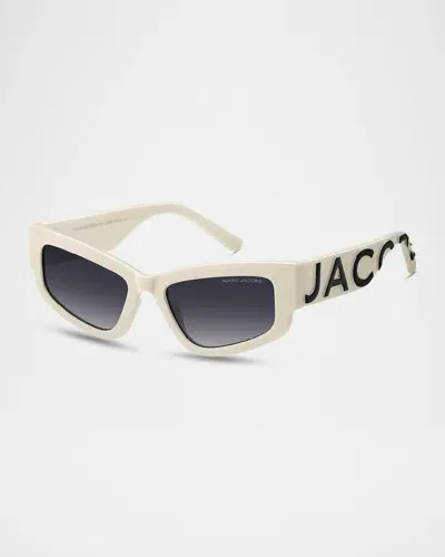 Marc Jacobs Marc 796s Logo Acetate Cat-eye Sunglasses In Beige Black/dark Grey Sf