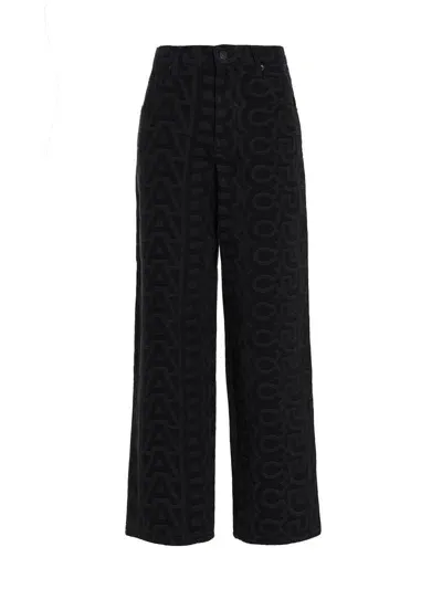 Marc Jacobs Monogram Patterned Straight Leg Jeans In Black