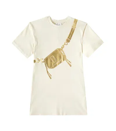 Marc Jacobs Kids' Printed Cotton Jersey Dress In Beige