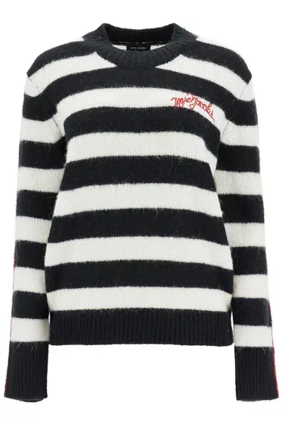 Marc Jacobs Pullover The Striped Brushed Logo Sweater In Black