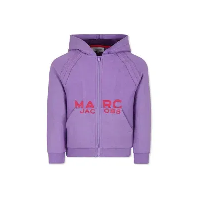 Marc Jacobs Kids' Logo Cotton-blend Hoodie In Violet