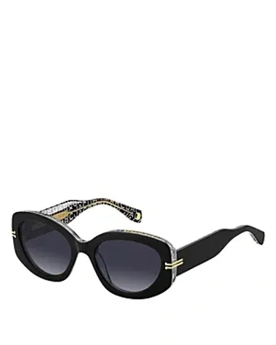 Marc Jacobs 56mm Gradient Rectangular Sunglasses In Black Crystal Grey Gradient