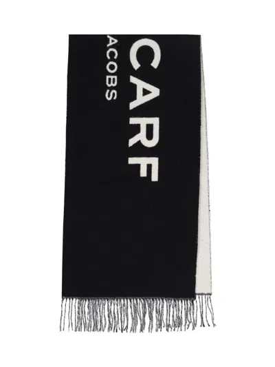 Marc Jacobs Reversible Logo Scarf In Black  