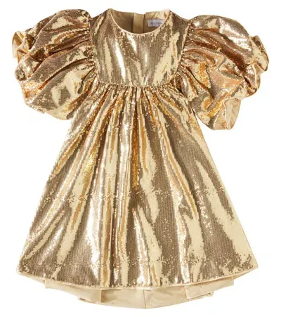 Marc Jacobs Kids' Ruffled Sequined Dress In Gold