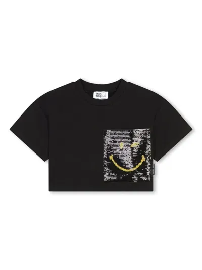 Marc Jacobs Kids' Sequin-embellished T-shirt In Black