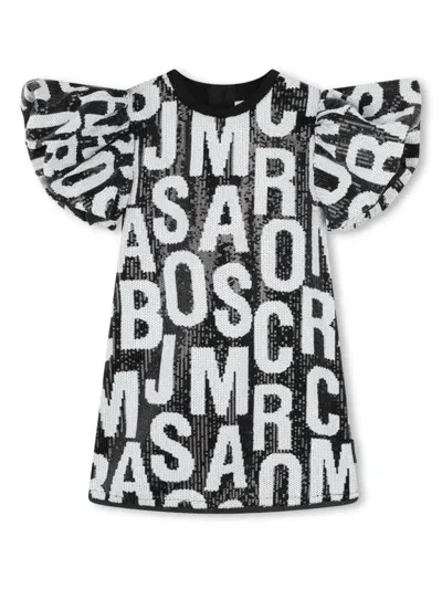 Marc Jacobs Kids' Sequinned All-over Logo Dress In Black