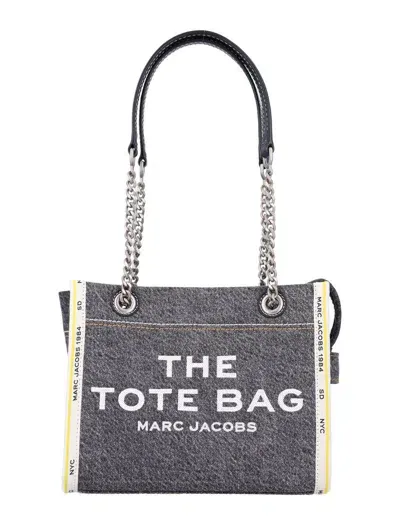 Marc Jacobs The Denim Chain Small Tote Bag In Black Wash