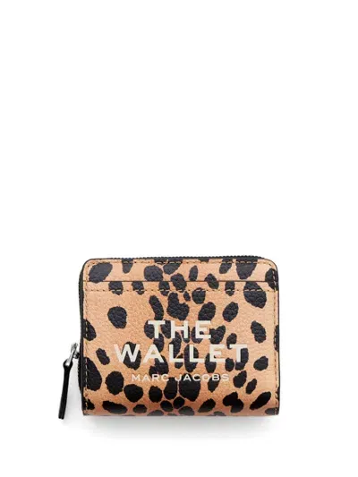 Marc Jacobs The Cheetah Leather Mini Compact Wallet In Black