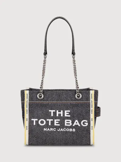 Marc Jacobs The Denim Chain Small Tote Bag In Black Wash