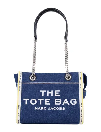 Marc Jacobs The Denim Chain Small Tote Bag In Blue