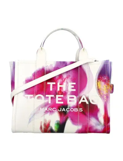 Marc Jacobs The Future Floral Leather Medium Tote Handbag Handbag In White Multi Flower