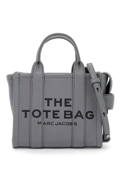 Marc Jacobs The Leather Mini Tote Bag In Gray