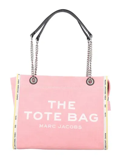 Marc Jacobs Denim Crossbody Tote Bag With Chain Handles In Pink