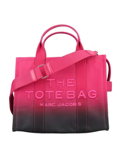 Marc Jacobs The Medium Tote Ombre Canvas In Black Hot Pink