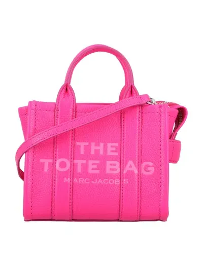 Marc Jacobs The Mini Tote Leather Bag In Hot Pink