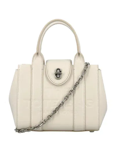 Marc Jacobs The Mini Tote Turn Lock Bag In Cloud White