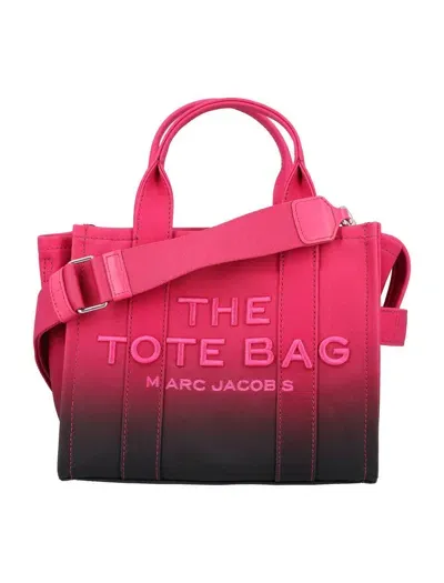 Marc Jacobs The Ombré Coated Canvas Small Tote Bag In Black Hot Pink