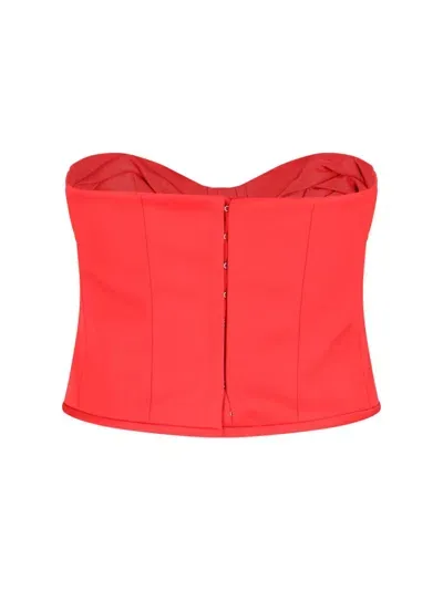 Marc Jacobs The Satin Rose Corsette Crop Top In Red