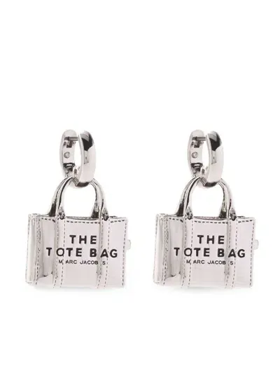 Marc Jacobs The Tote Bag Earrings In Light Antique Silver