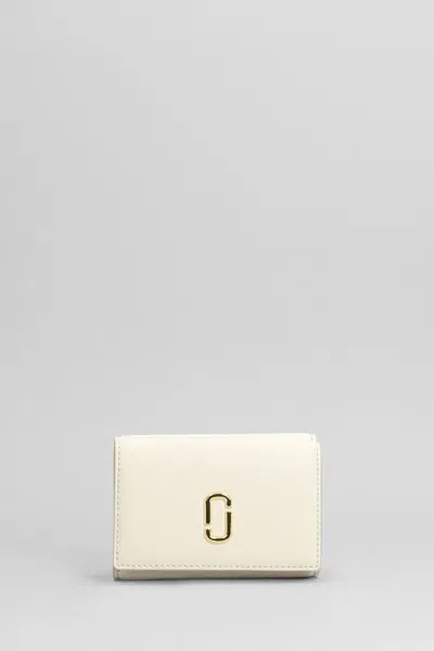 Marc Jacobs The Trifold Wallet In White Leather In Gold