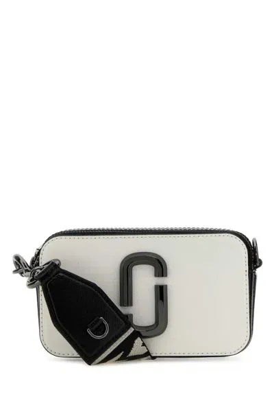 Marc Jacobs White Leather The Snapshot Crossbody Bag In Black