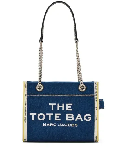 Marc Jacobs Borsa Tote The Denim Chain Piccola In Blu