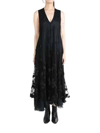 Marc Le Bihan Lace-panel Midi Dress In Black