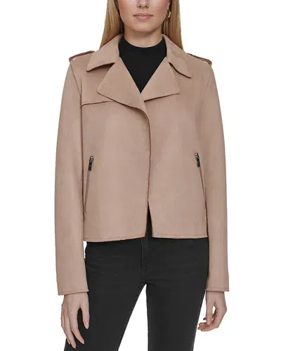 Marc New York Faux Suede Moto Jacket In Camel