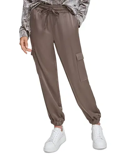 Marc New York Satin Cargo Joggers In Taupe