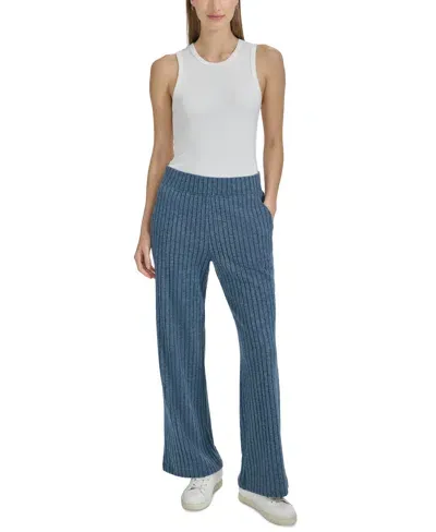 Marc New York Heather Rib Wide Leg Pants In Ink