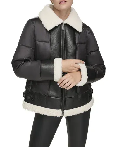 Marc New York Faux Shearling Trimmed Jacket In Black