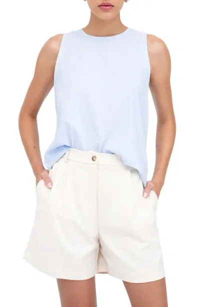 Marcella Mckinley Sleeveless Linen & Cotton Top In Light Blue