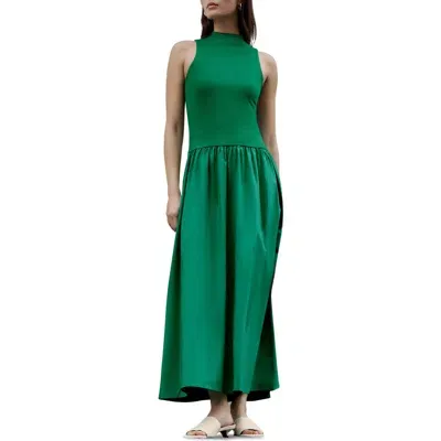 Marcella Montrose Mixed Media Maxi Dress In Grass Green