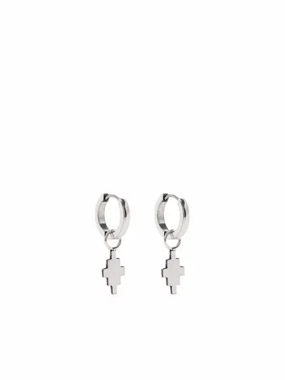 Marcelo Burlon County Of Milan Cross Pendant Silver Earrings In Grey