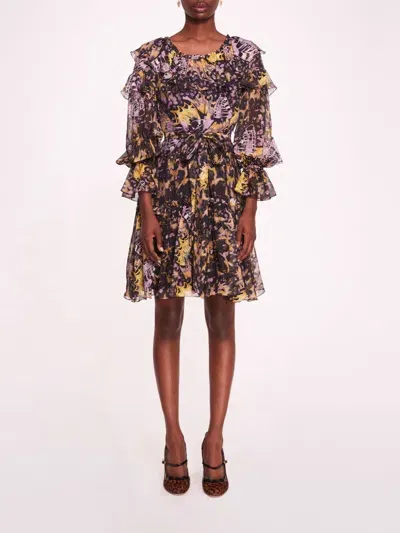 Marchesa Monarch Mini Dress In Purple Multi