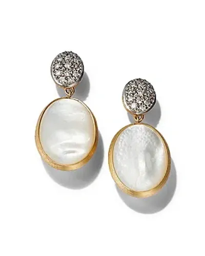 Marco Bicego 18k Two Tone Gold Siviglia Pave Diamond & Mother Of Pearl Drop Earrings - 150th Anniversary Exclusiv In White/gold